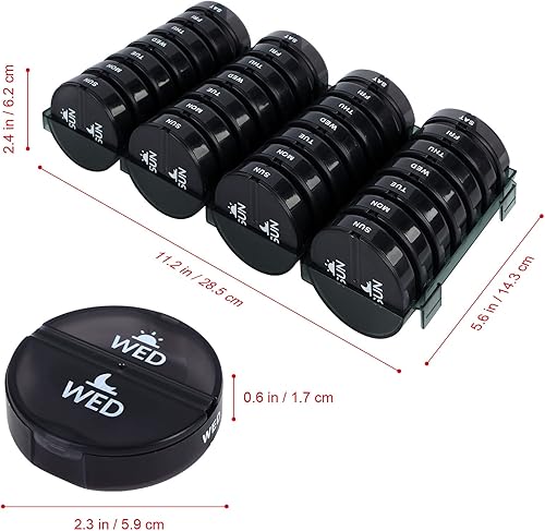 Miniatura 2 de Pastillero mensual XL 2 veces al día, AMPM Pastillero de un mes 28 días, pastillero diario grande de 4 semanas para píldoras, suplementos de aceite