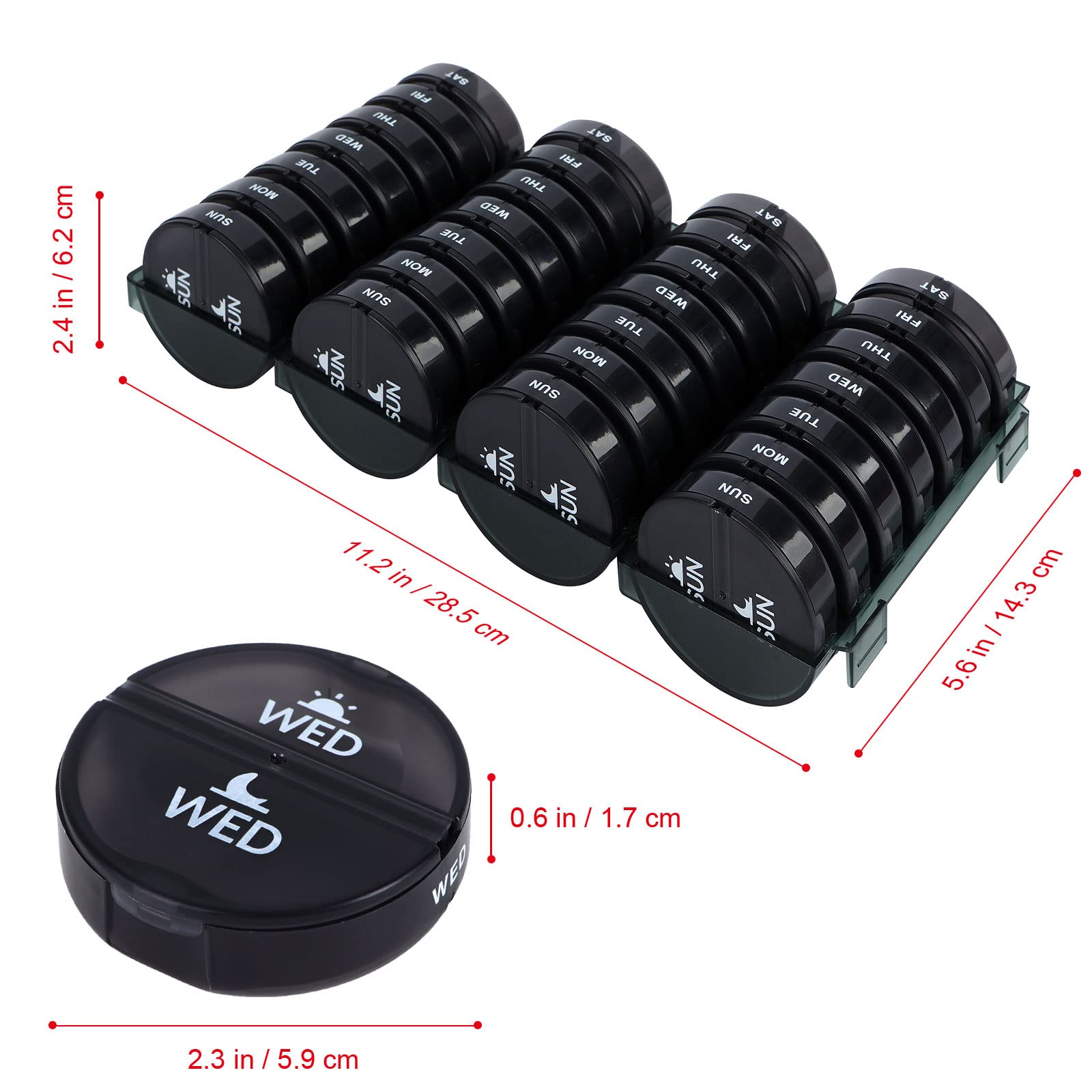 Organizador mensual de pastillas XL 2 veces al día, AM/PM Pastillero de un mes 28 días, pastillero diario grande para 4 semanas con compartimentos grandes para píldoras, vitaminas, suplementos de