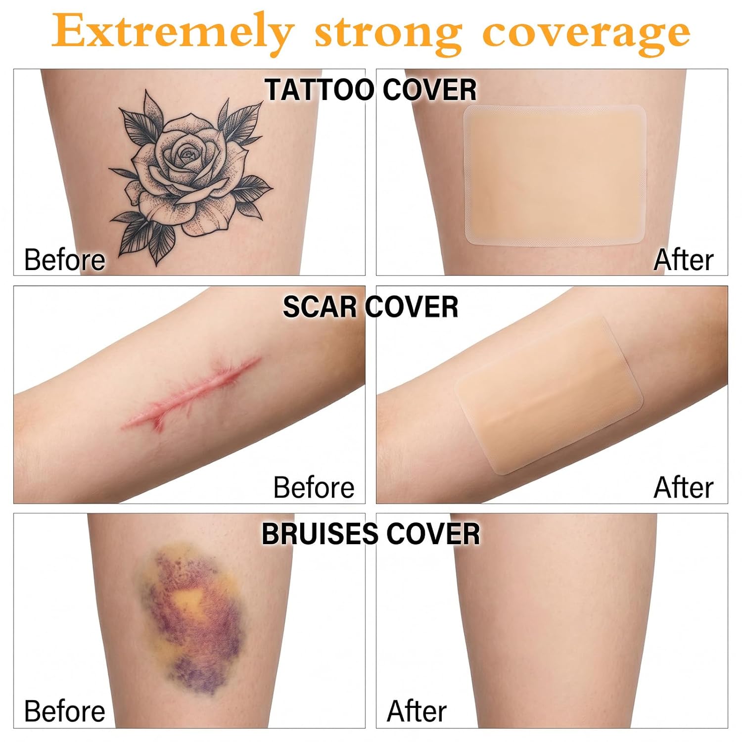 20PC Tattoo Cover Up Patch Tattoo Aftercare for Tattoo Enthusiast | Waterproof & Breathable Concealer, for Tattoos, Blemish, Scars, Birthmarks, Fair Skin Tone Women & Men