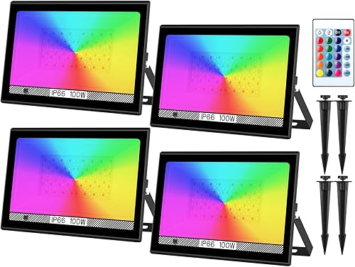 Miniatura 12 de T-SUN - Luces LED RGB de haz amplio para exteriores, luz LED de paisaje que cambia de color equivalente a 600 W con control por aplicación,