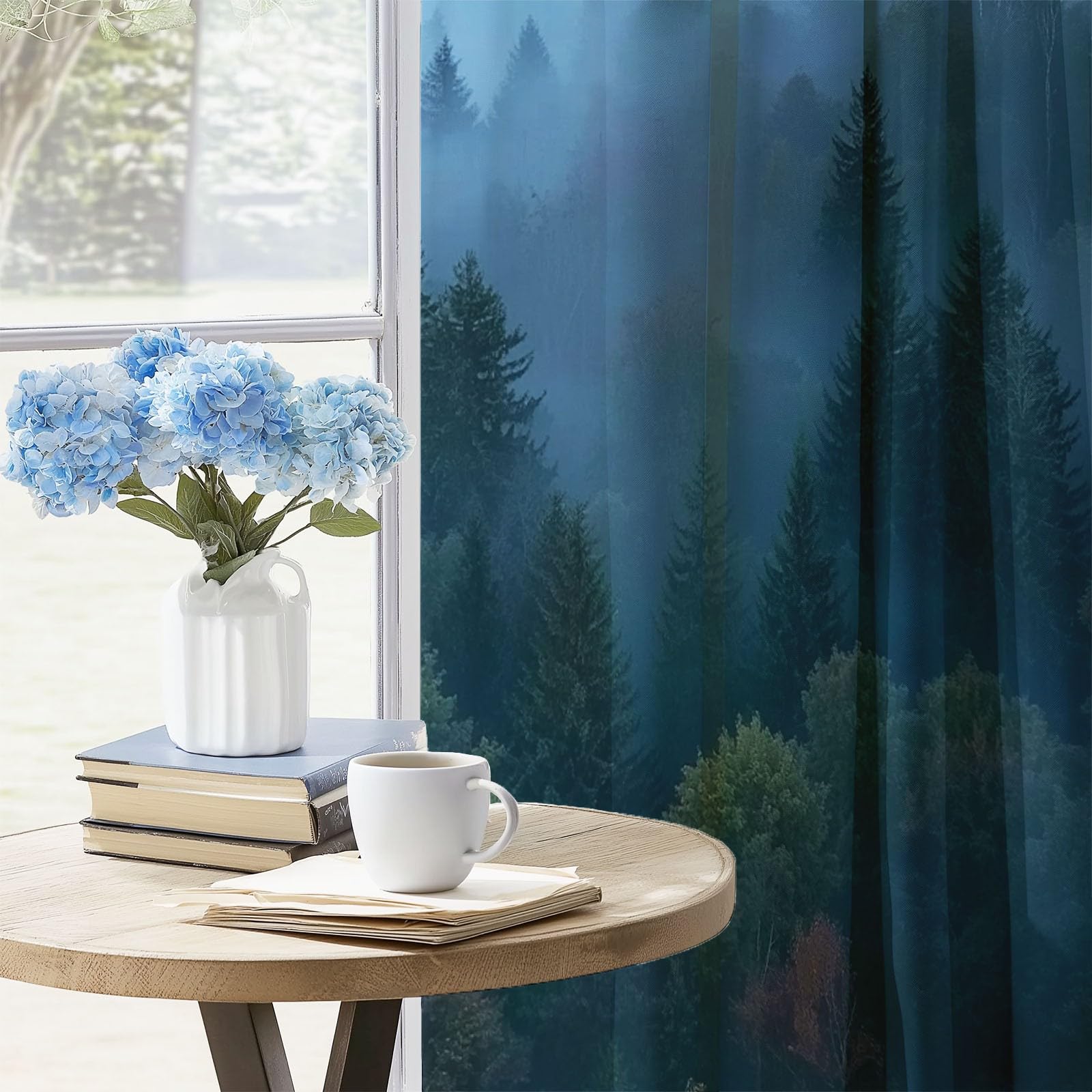 Rideaux Occultants 91.5L X 160H cm (2 Panneaux), Style Imprimé Jungle Naturelle Nuages, Draperies Anti-Chaleur pour Chambre d'enfant, Vert
