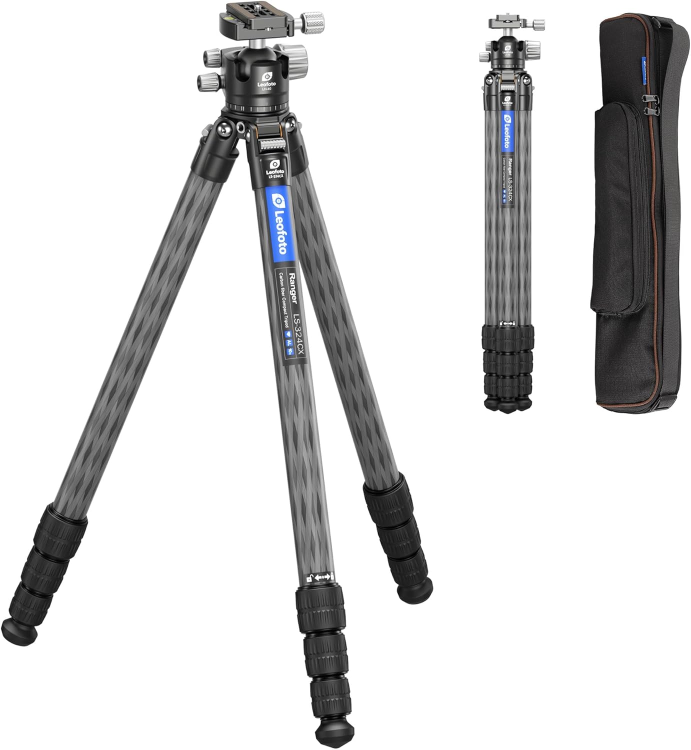 LEOFOTO 71" Travel Tripod Carbon Fiber for Camera, Compact Lightweight Tripod with 360°Panorama Ball Head,QR Plate, Removable Center Column, Load up to 15kg/33lbs