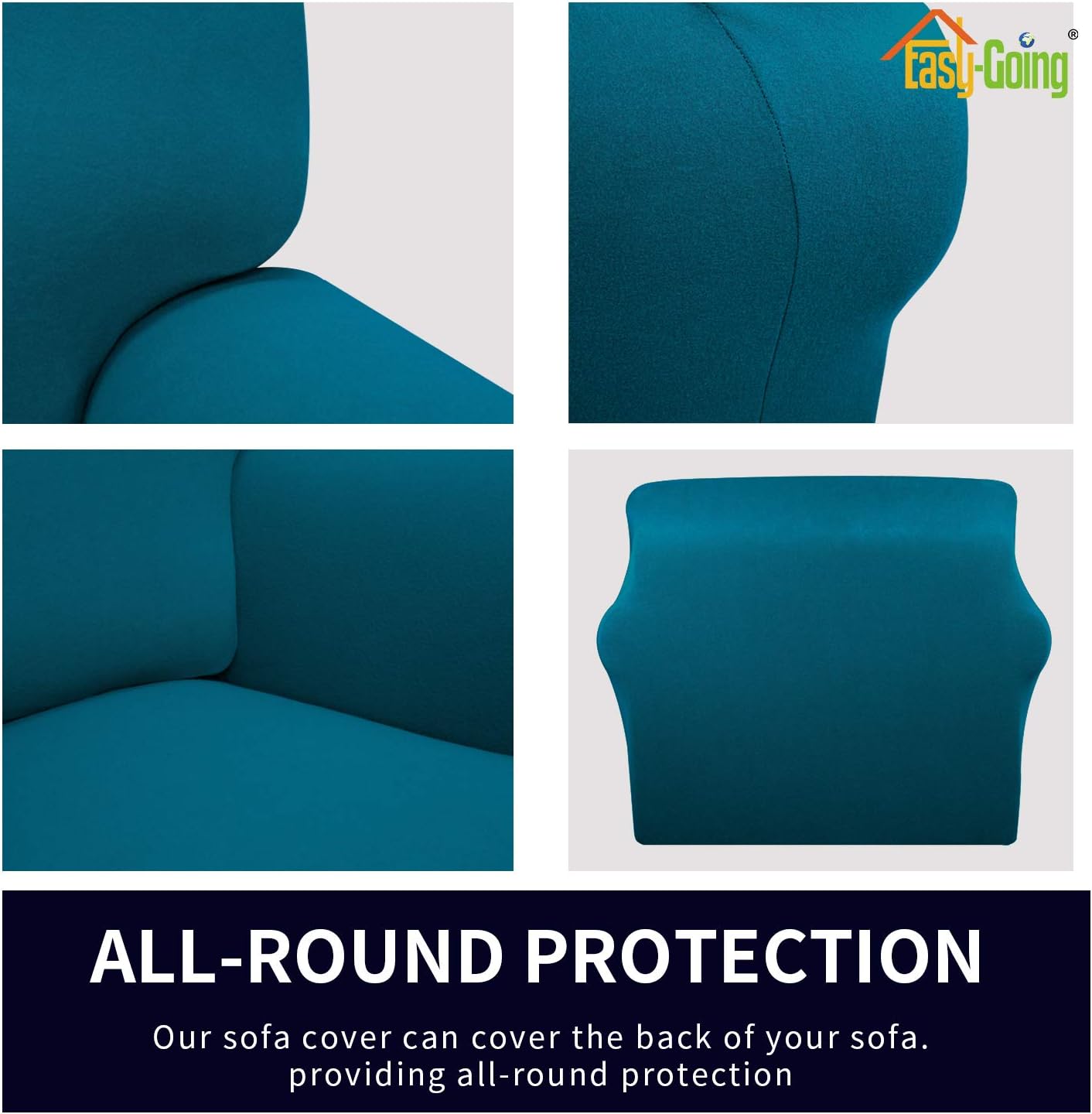 Easy-Going Fleece Stretch Sofa Slipcover Spandex Non-Slip Soft Couch Sofa Cover, Washable Furniture Protector with Anti-Skid Foam and Elastic Bottom for Kids, Pets(Chair, Peacock Blue)