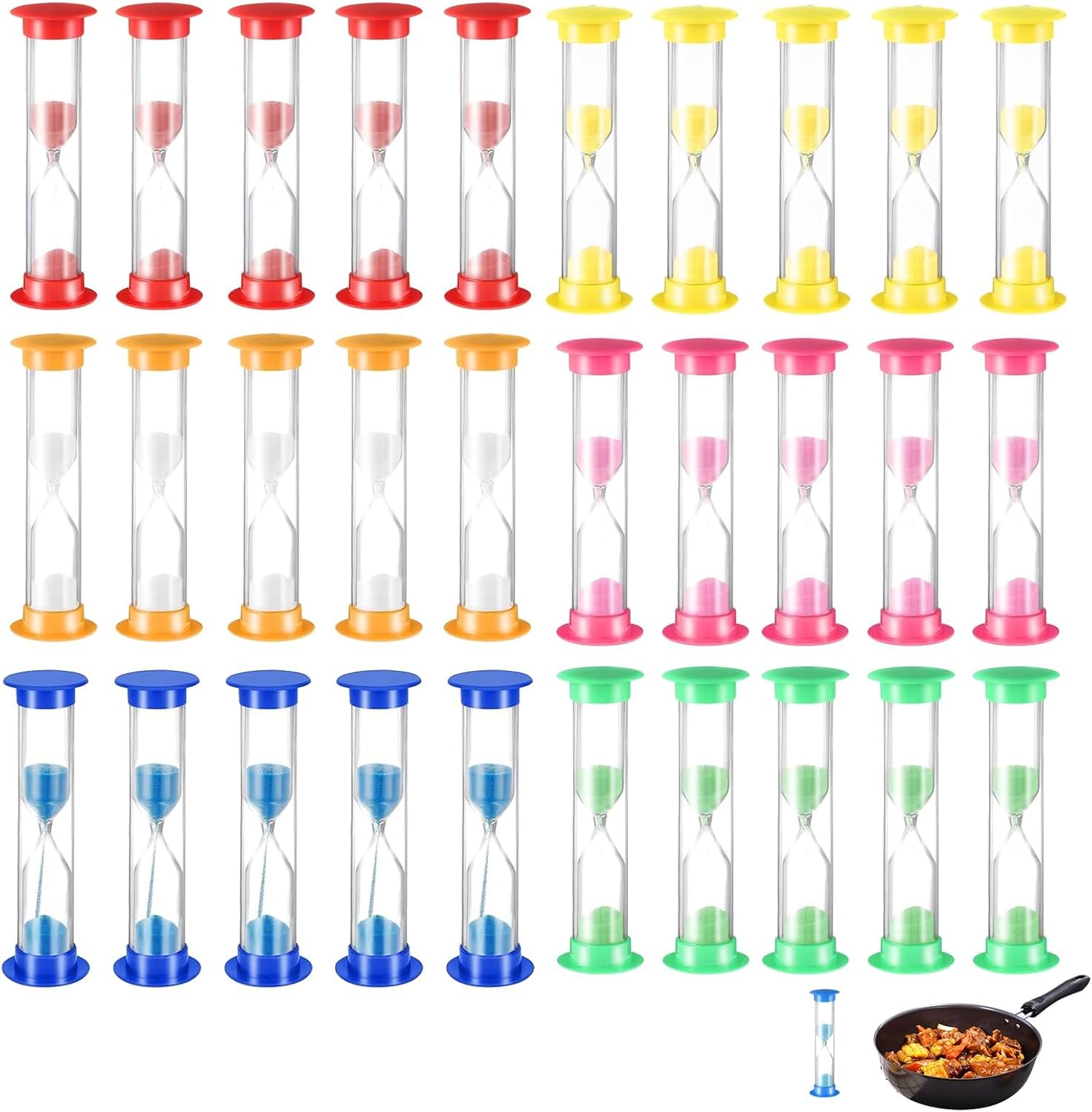 30 Pcs 5 Minute Sand Timer Plastic Hourglass 5 Min Visual Timer Mini Small Shower Hourglass for Adult Teacher Must Haves Supplies Egg Sand Clock Time Management Kitchen Game