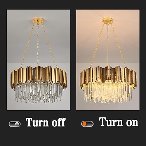 Miniatura 4 de WABON Moderna lámpara colgante de cristal K9, lámpara redonda de cristal dorado, contemporánea, de lujo, para comedor, sala de estar, cocina, isla,