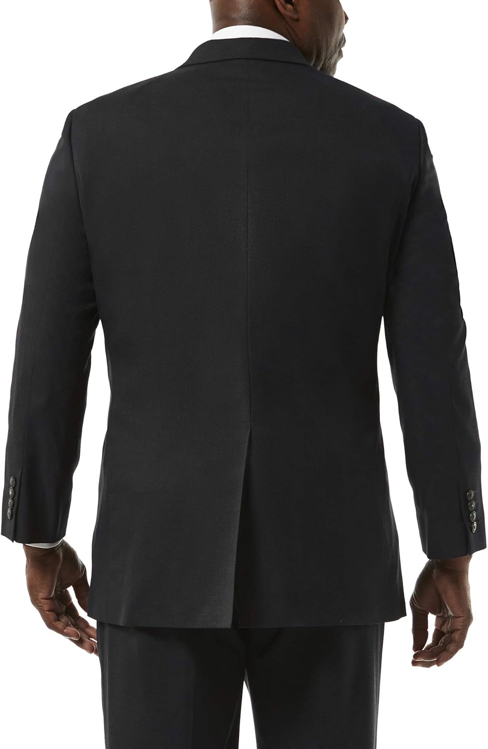 Haggar Men's Big and Tall J.m Premium Stretch Classic Fit 2-Button Coat, Black, 52R with Plain Front Pant, Black, 44Wx30L