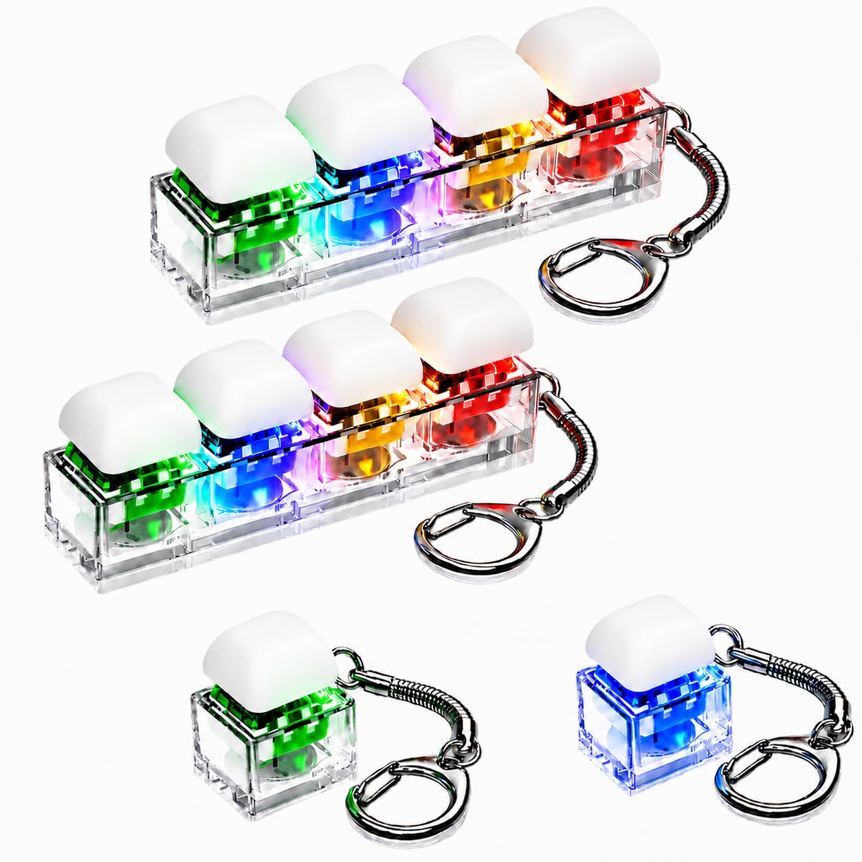 4-Pack Keyboard Fidget Toy, Clicky Mechanical Key Switches, Light