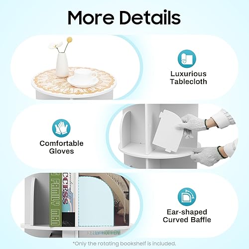 Miniatura 3 de Estantería giratoria de 360, organizador de pie, estante de almacenamiento para sala de estar, sala de estudio, dormitorio, oficina en casa (2