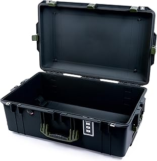 Pelican 1595 Case by ColorCase - Black - Large Sized Waterproof Case (Case Only) - OD Green Handles & Latches