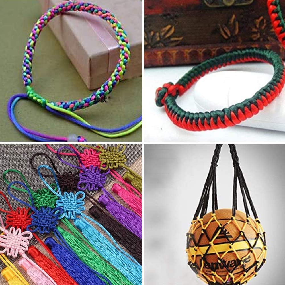 Elecrelive 200 Yards Rattail Satin Silk Trim Cord 1mm Nylon String for Bracelets, 20 Colors Nylon Beading String for Necklace Bracelet Braided Jewelry Macrame Crafts
