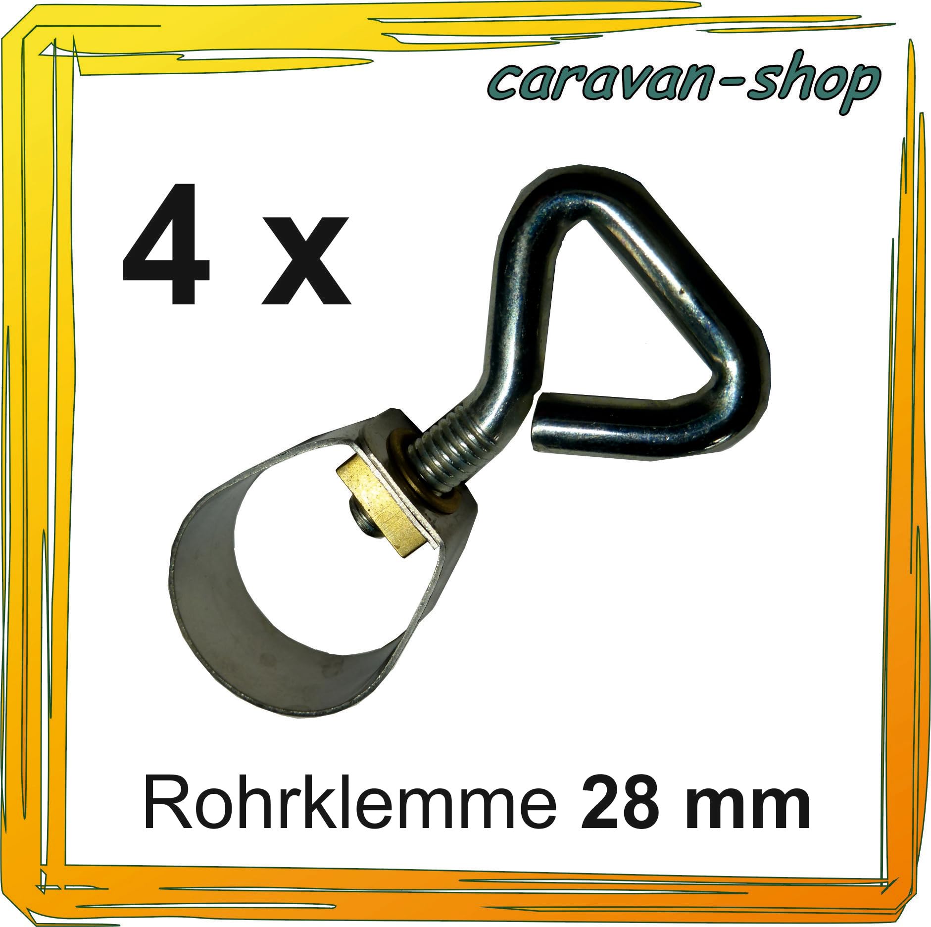 4x Rohrklemme für Zeltstange 28 mm, Vorzeltgestänge, Vorzelt, Wohnwagen, Camping