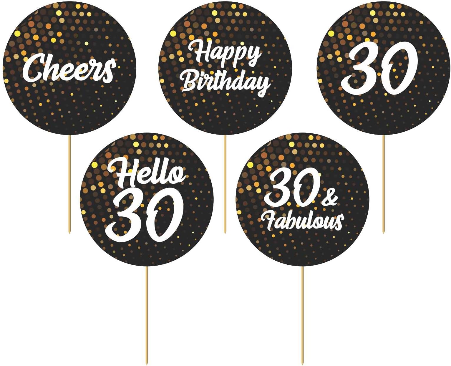 Printed cheers to 30 years cup cake topper (Pack of 50) -30 Anniversary/Birthday Cake Topper