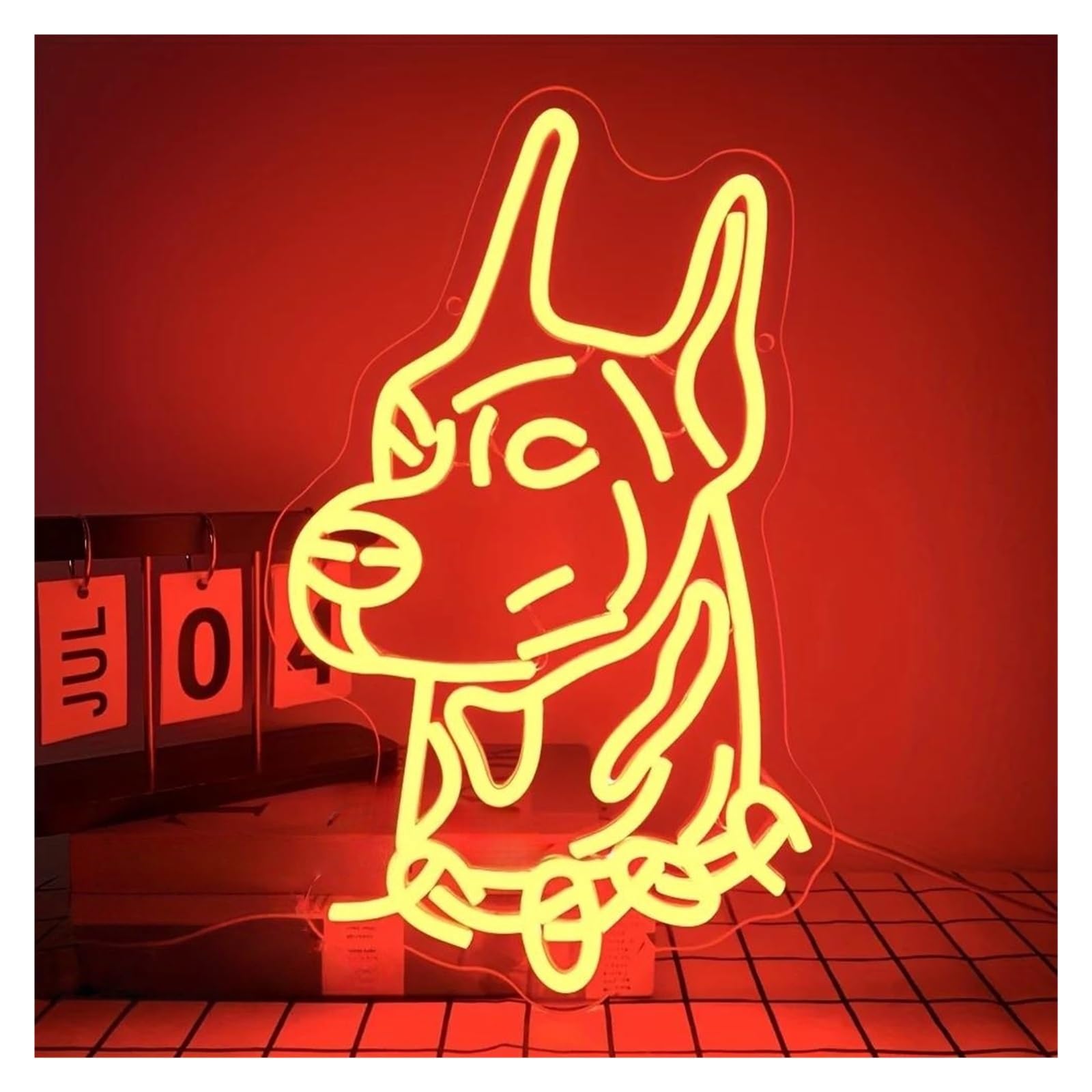 néon signe Enseigne Lumineuse En Forme De Chien, Intensité Variable Pour Chambre D'enfant, Animalerie, Fête, Bar Salle De Jeux Salon Décoration Murale 40cmx26cm