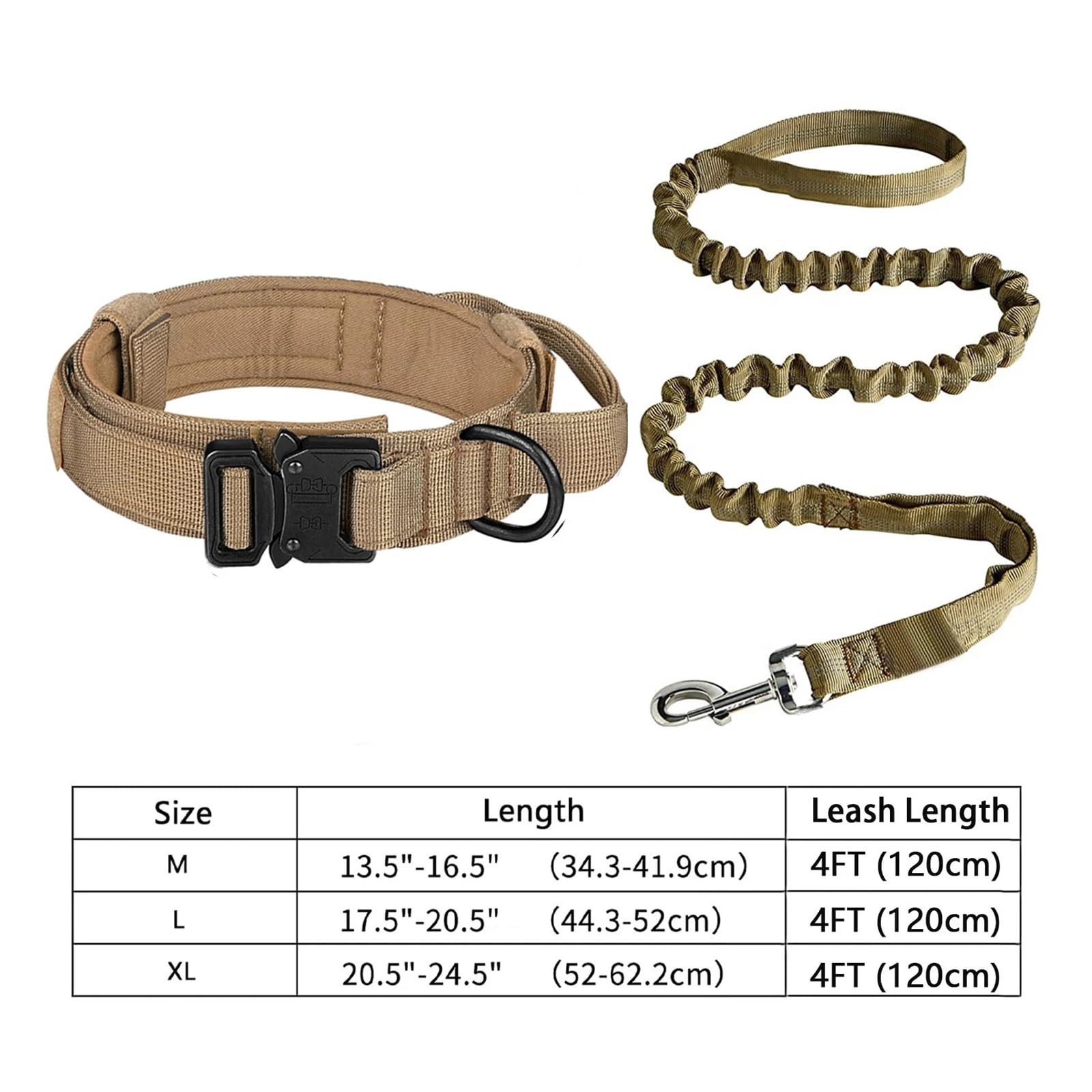 Ensemble Complet de Collier et Laisse réglables for Chien | Ensemble for animaux de compagnie robuste adapté aux chiens de toutes tailles marchant quotidiennement(Dark Khaki,L)