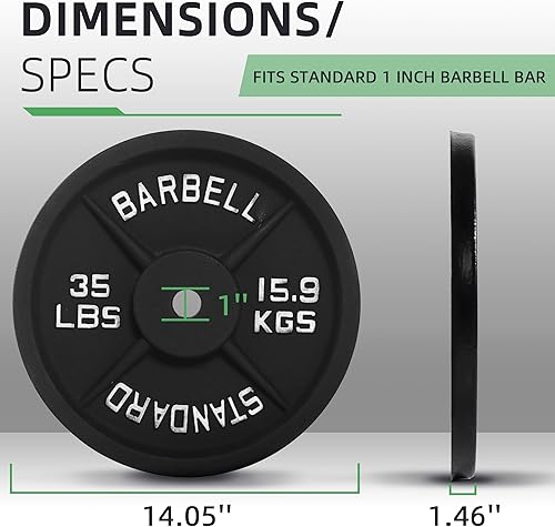 Miniatura 2 de Fitvids Placa de pesas estándar de hierro fundido de 1 pulgada para entrenamiento de fuerza y levantamiento de pesas, varios pesos disponibles
