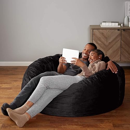 Miniatura 33 de Amazon Basics Puf relleno de espuma viscoelástica con funda de microfibra, 6 pies, color negro, sólido Negro -,Azul,Gris