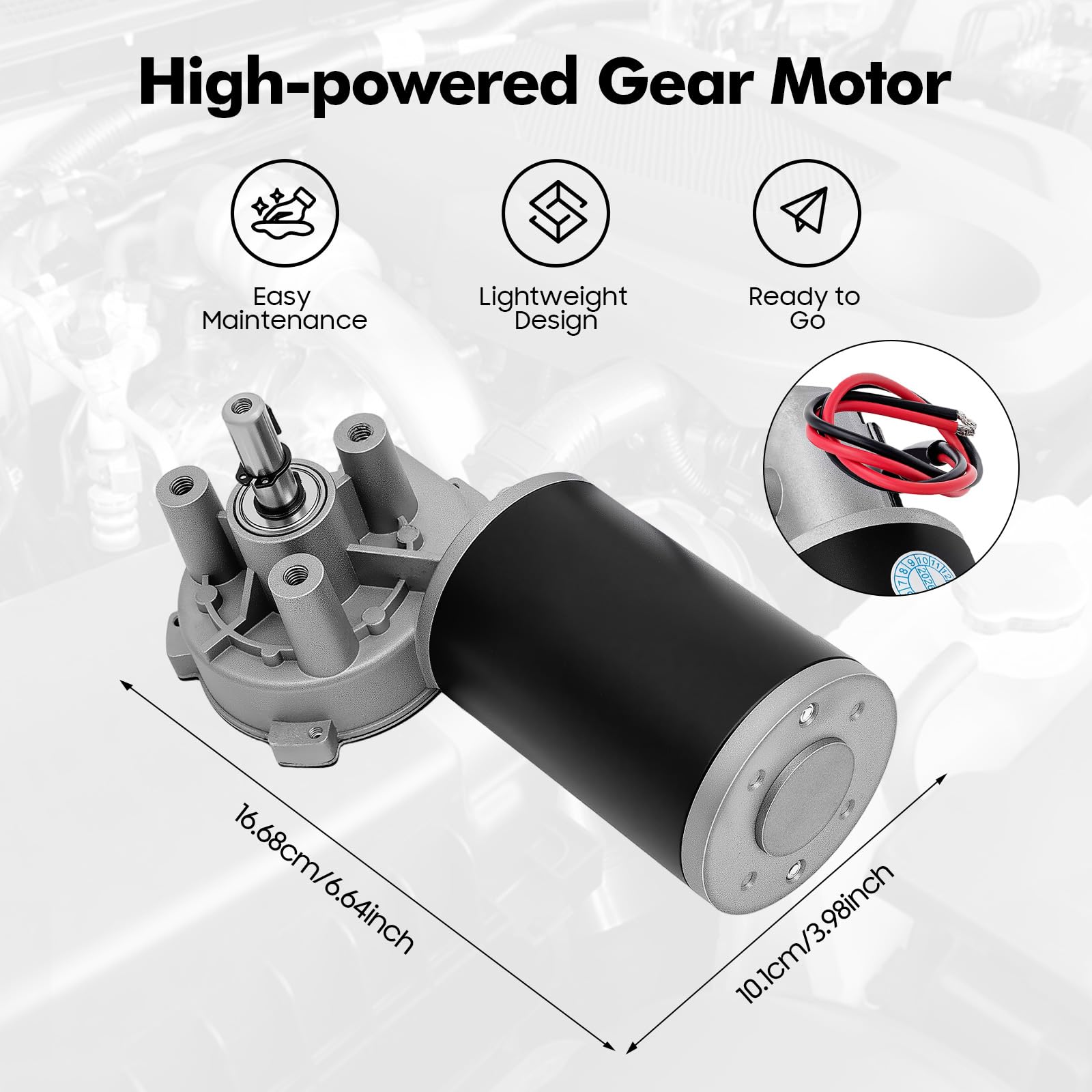 Motor de engranaje CC 45 W 24 V CC tornillo sin fin 160 rpm alto par para puertas automáticas