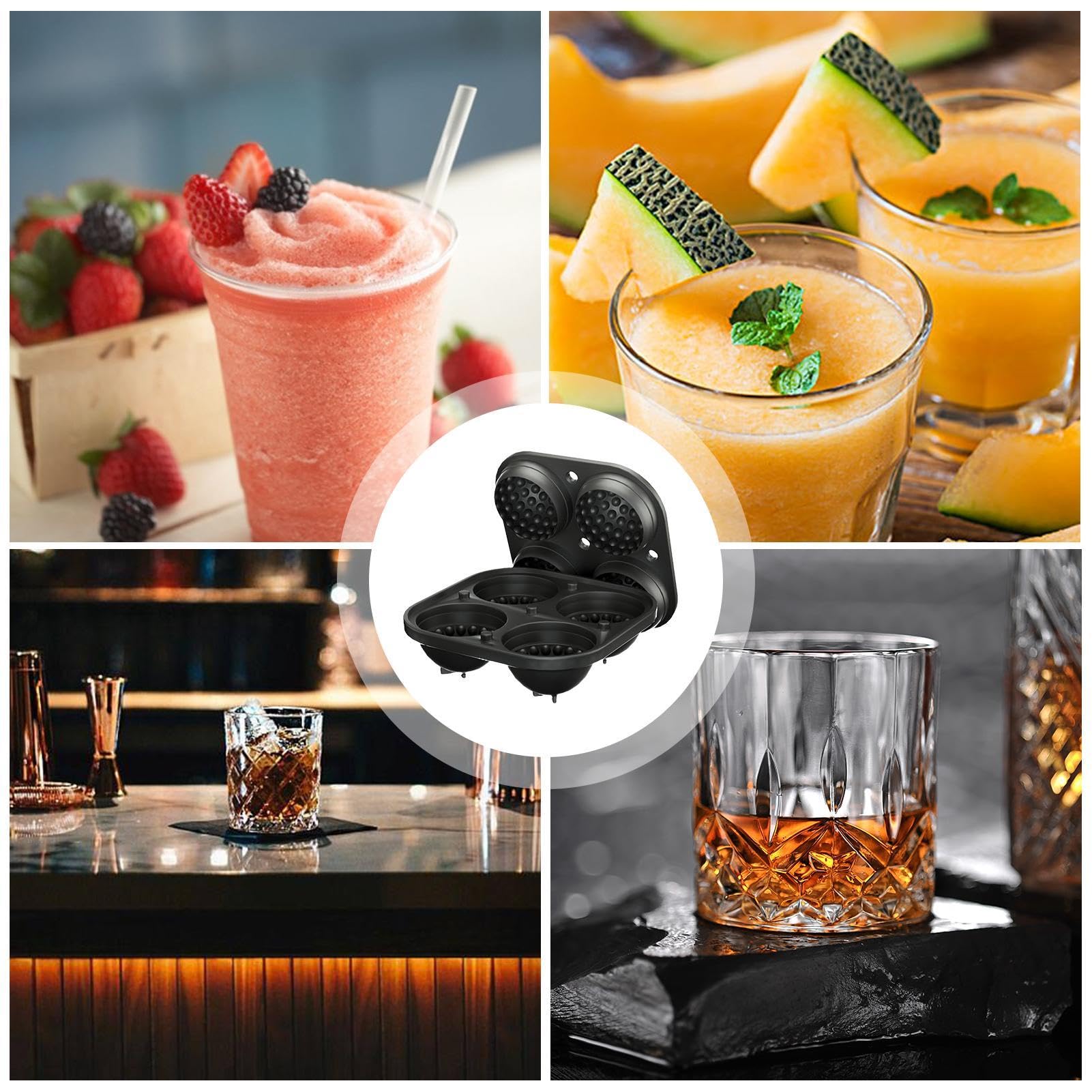 Vassoio per cubetti di ghiaccio da golf, stampi per cubetti di ghiaccio in silicone per uso alimentare, a forma di pallina da golf, per cocktail di whisky bourbon, forniture da bar per