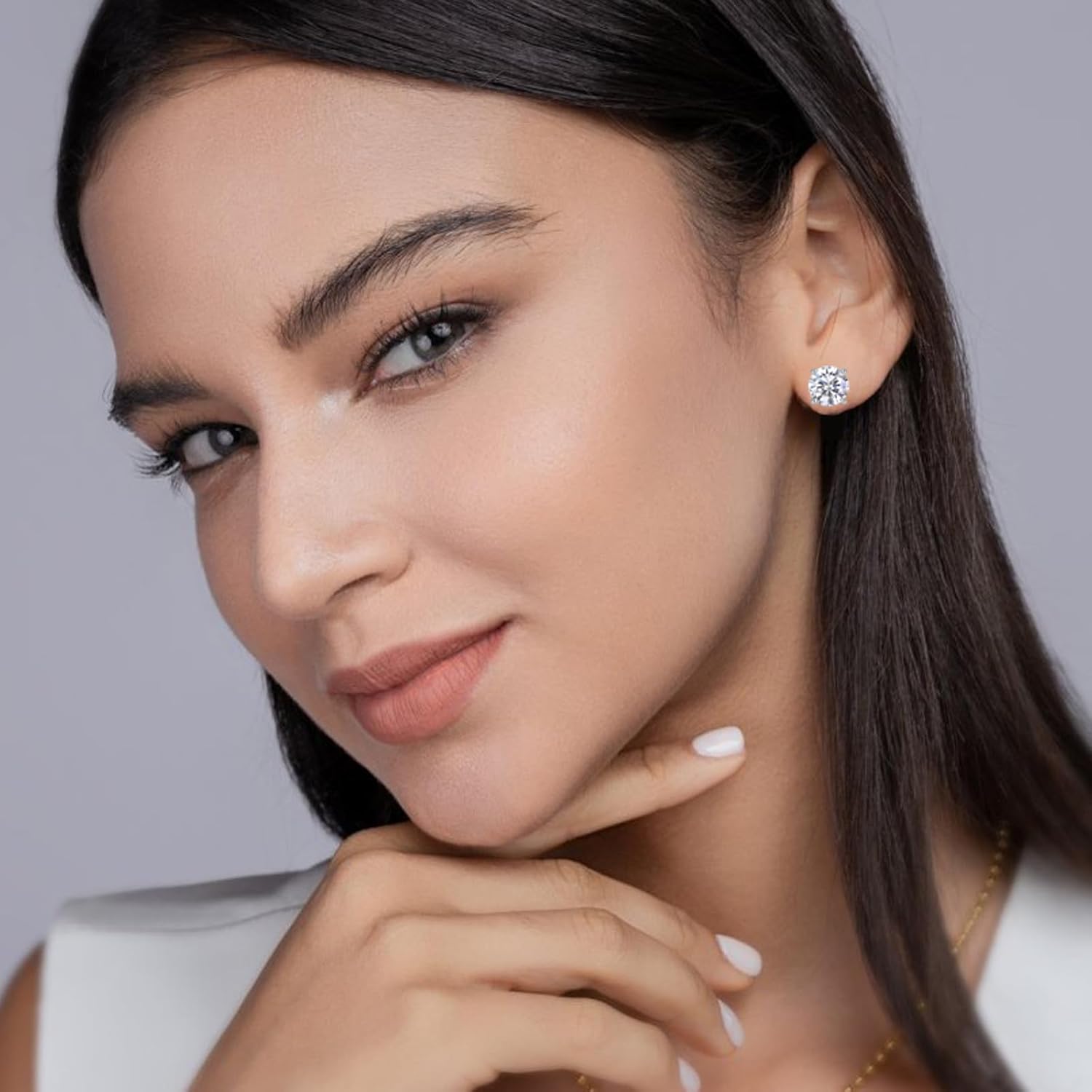 Paton Moissanite Stud Earrings for Women, 925 Sterling Silver Earrings, Hypoallergenic Earrings,0.3-5 CT, D Color VVS1 Clarity, Round/Square Small Stud Earrings for Gifts Birthday Anniversary - Image 9