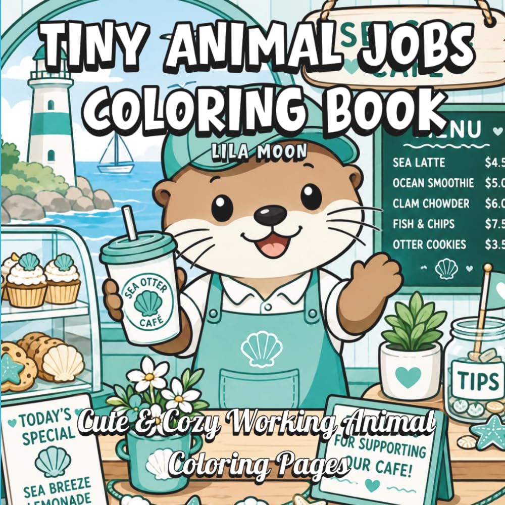Tiny Animal Jobs Coloring Book: Cute & Cozy Working Animal Coloring Pages