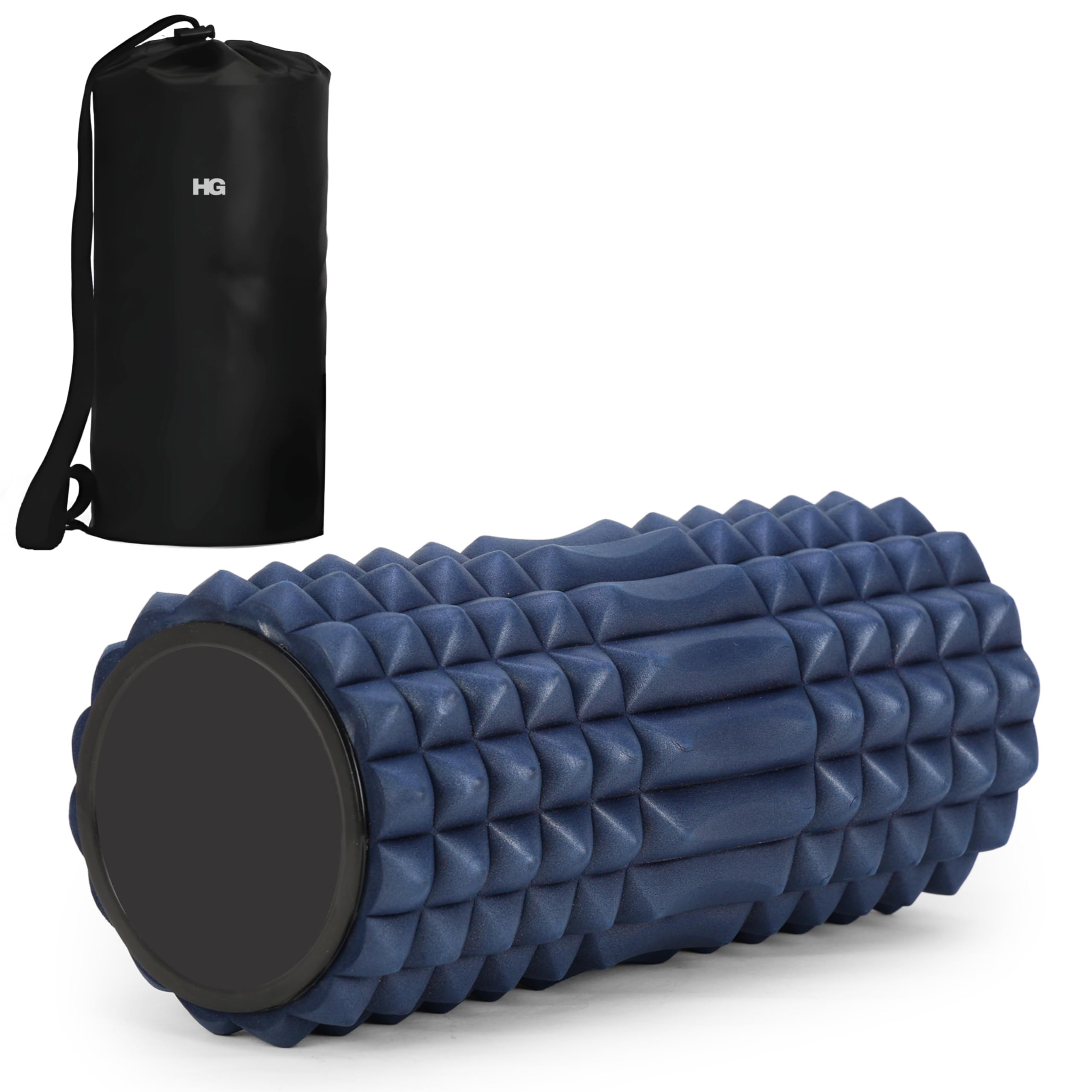HOMEGALLEY High Density Foam Roller, Black, Exercise Massage Roller with Carry Bag, Deep Tissue Muscle Recovery, Textured Surface