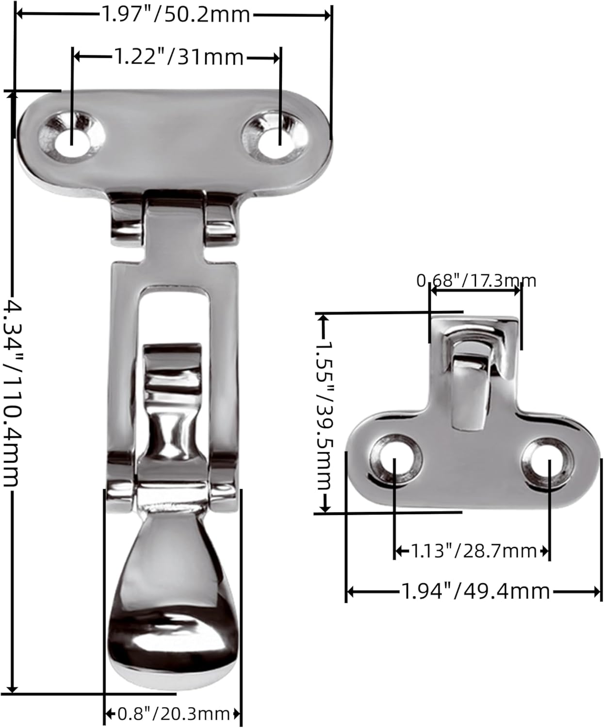 Boat Door Hatch 316 Stainless Steel Anti-Rattle Latches, Marine Grade Lockable Hold Down Clamp Latches (4 Pcs)
