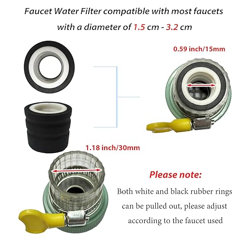 Miniatura 4 de Paquete de 4 filtros de montaje en grifo, filtro de agua para grifo de cocina, purificador de filtración de grifo de cocina para cocina y baño con