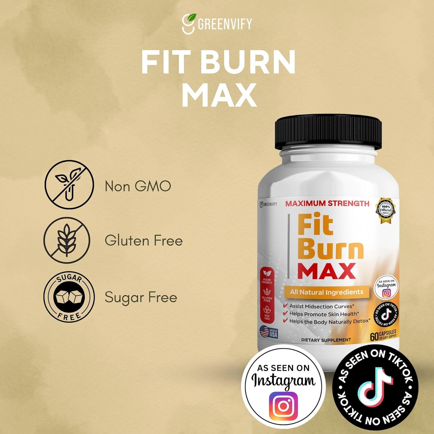 Fit Burn Max, Natural Supplement, 60 Capsules, Vegan, Gluten Free, Non-GMO (2)