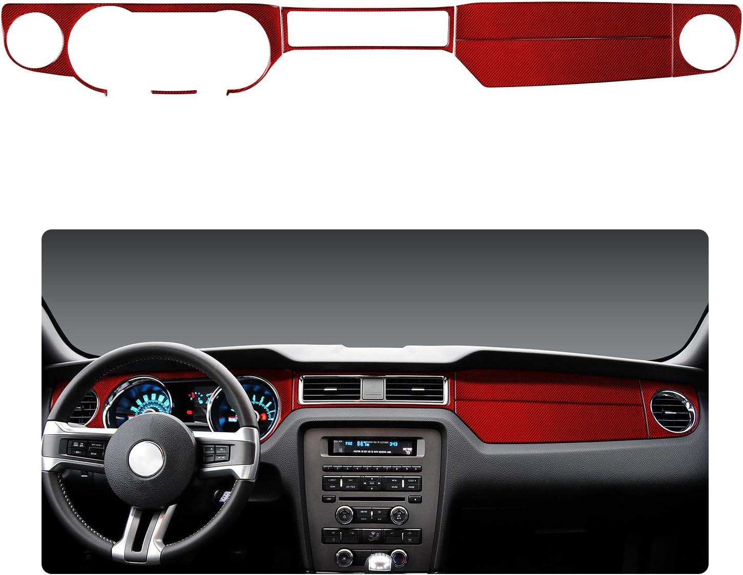 Car Center Console Instrument Panel Sticker Decal Interior Trim Cover for Ford Mustang GT Shelby 2009 2010 2011 2012 2013 2014 Accessories
