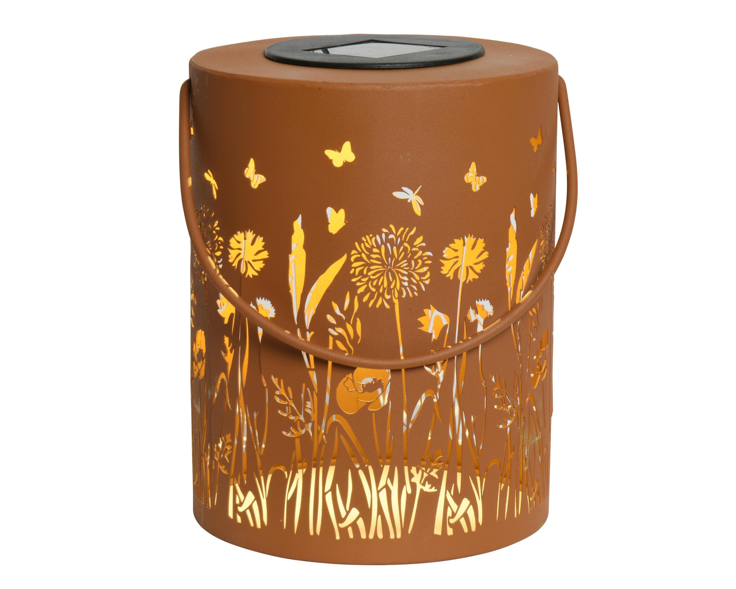 Farolillo solar LED Lumineo en metal marrón rojizo ideal para veladas mágicas al aire libre