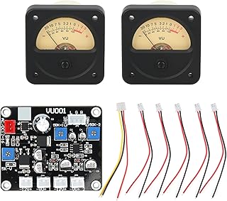 VU Mètre Audio 2 Pièces avec Rétroéclairage, Amplificateur de Puissance et Carte de Pilotage, Contrôle de Niveau Sonore - Luminosité Réglable, Lecture Facile, DIY et Audio Auto