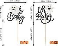 Vista 23 de Rsstarxi Paquete de 36 adornos para cupcakes de Halloween, bruja, fantasma, magdalenas, murciélagos, arañas, gatos, decoración de pasteles