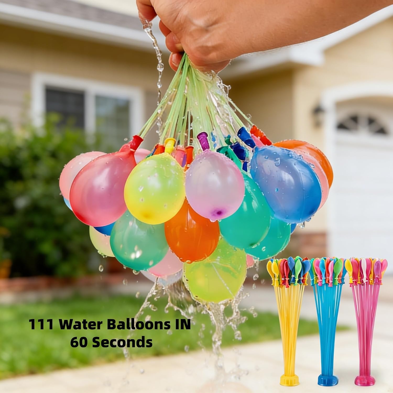 111 Pack Eco-Friendly Water Balloons - Self-Sealing Rapid Filling Biodegradable Latex for the Whole Family, Kids, Teens, Adults for Summer Outdoor Games