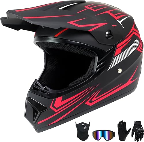 Casco para bicicleta de tierra para jóvenes, cascos integrales de motocross para niños, casco de bicicleta de montaña BMX MX ATV para niñas, casco
