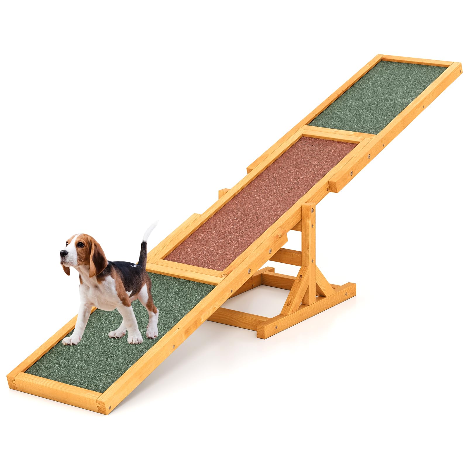 COSTWAY Altalena per Agility Cane, Set Esercizi Giochi Cani, Attrezzatura Allenamento Equilibrio Esterno, Giallo