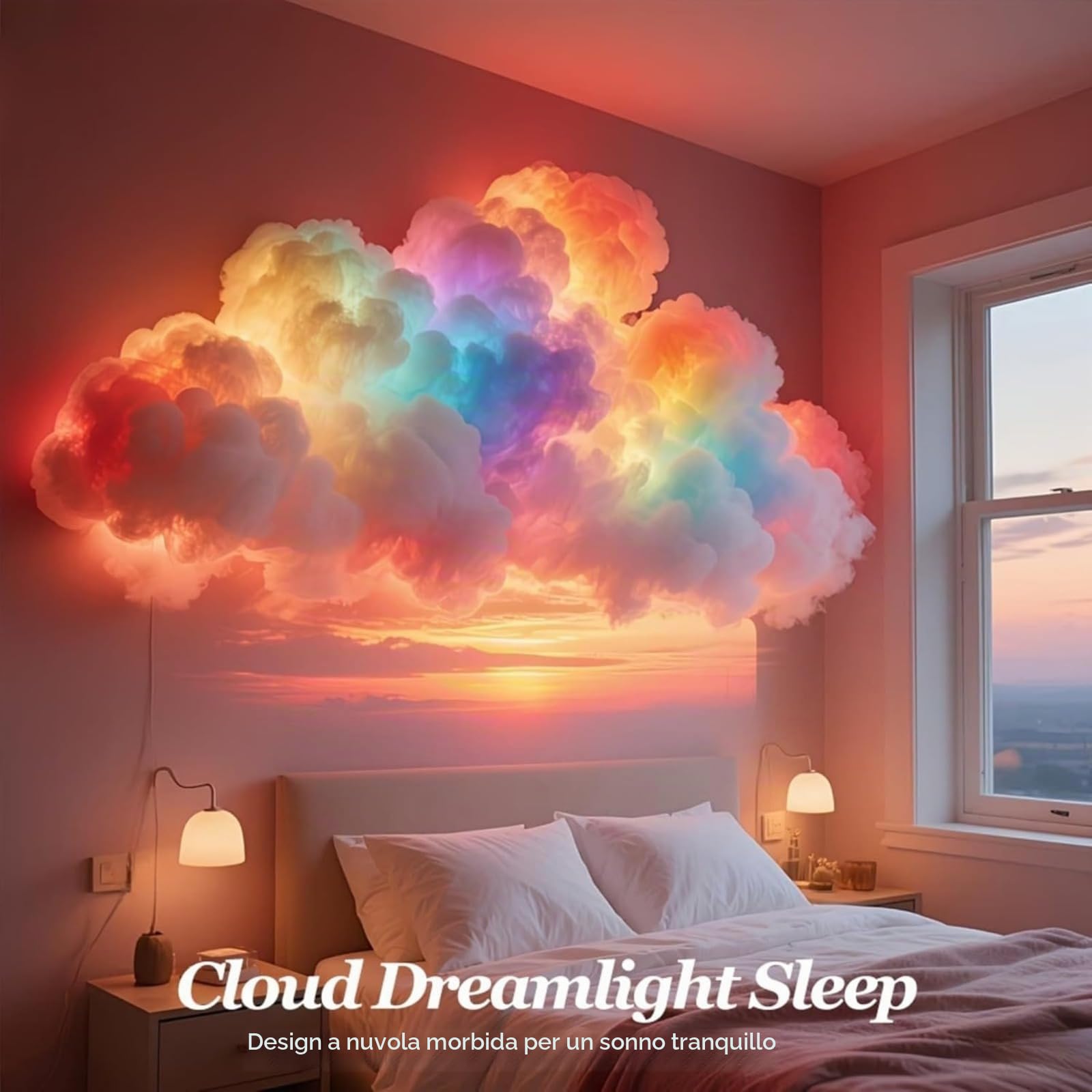 Generico Lampada da soffitto a forma di nuvola LED RGB 3D, luce da gioco, luce a LED a forma di nuvola di cotone soffice - Illuminazione per camera da letto e sala giochi