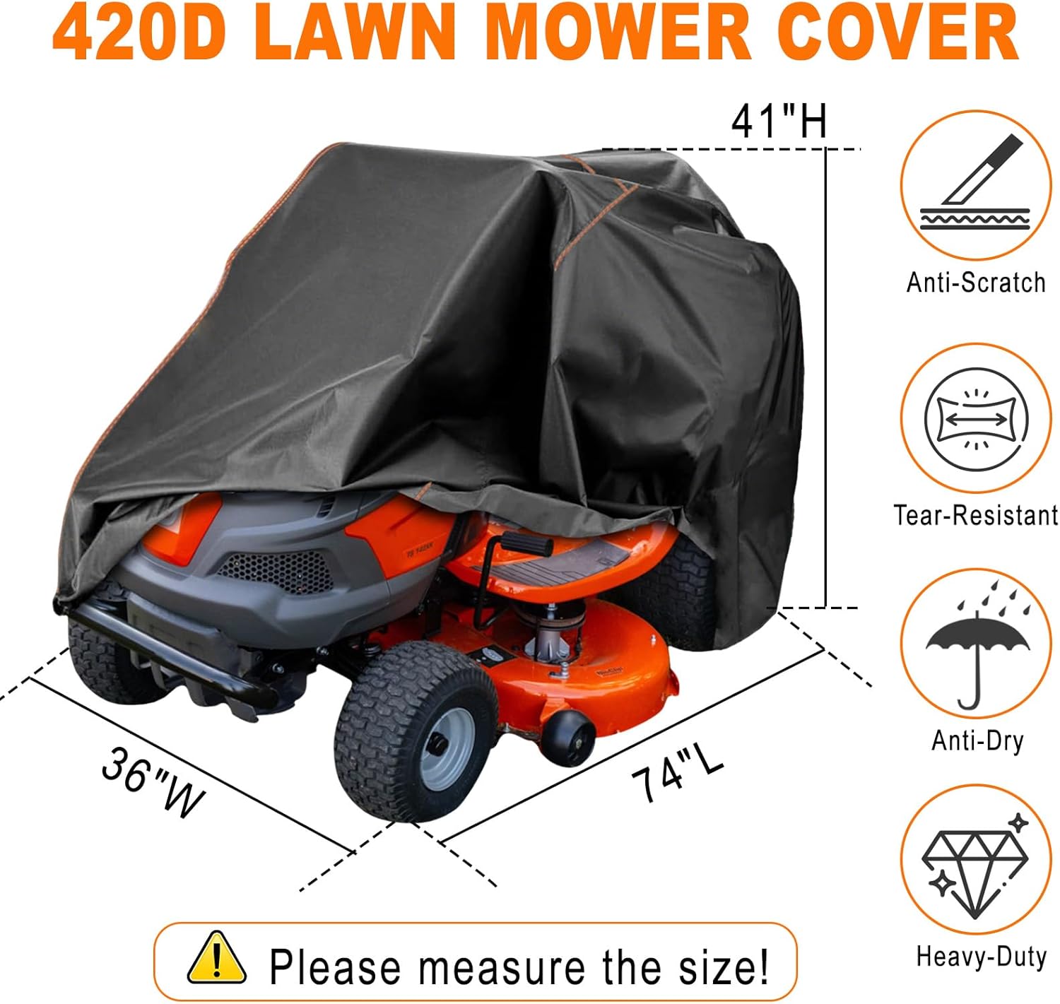 Outdoors small Riding Lawn Mower Cover Waterproof lawn Tractor Covers 36 inch deck Heavy Duty 420D fit for Husqvarna,Craftsman,John Deere,UV, Dust, Dirt, Lawnmower Cover with storage bag