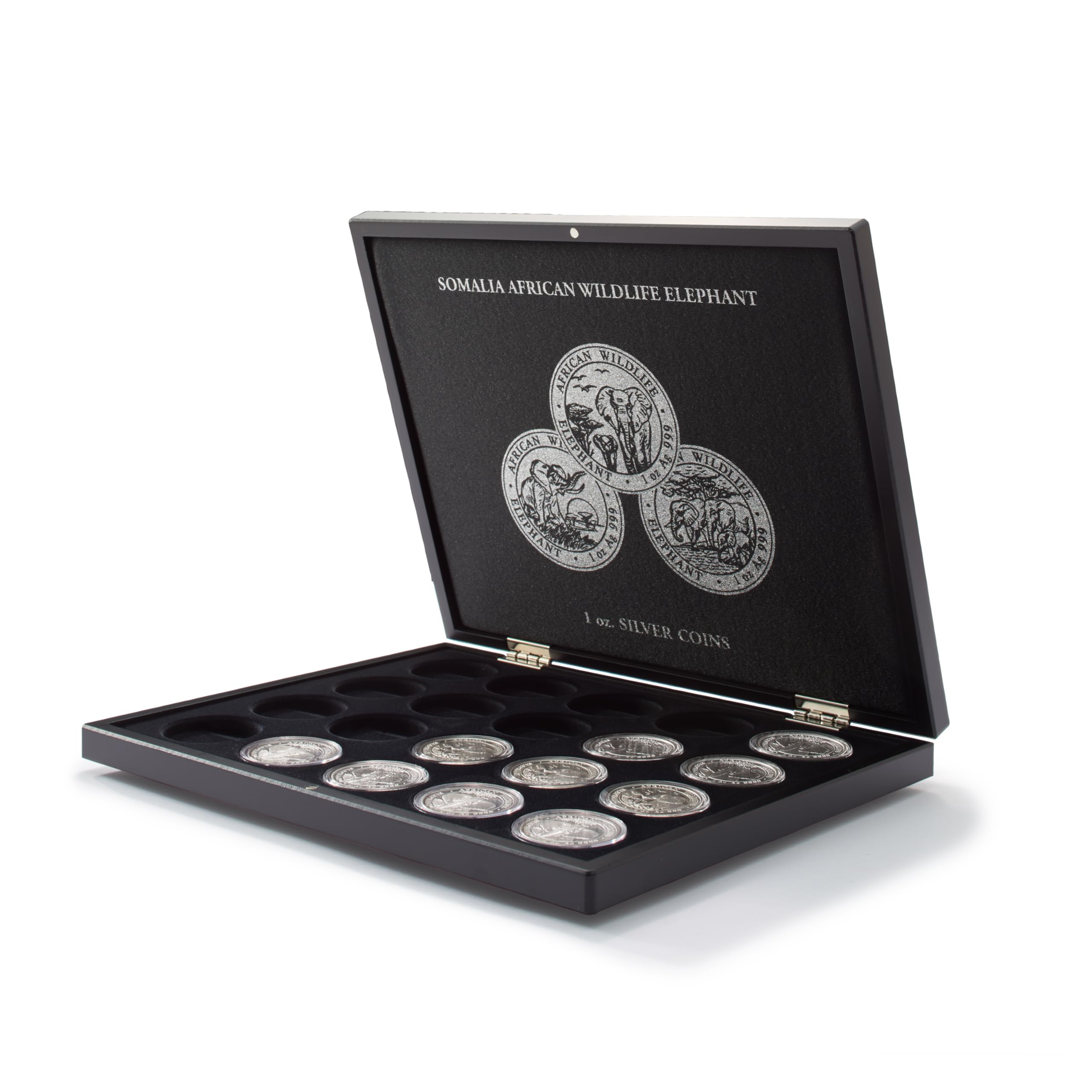 Leuchtturm 357306 Estuche Volterra para 20 Monedas de Plata Somalia Elefante en cápsulas - para 1 Oz/onzas
