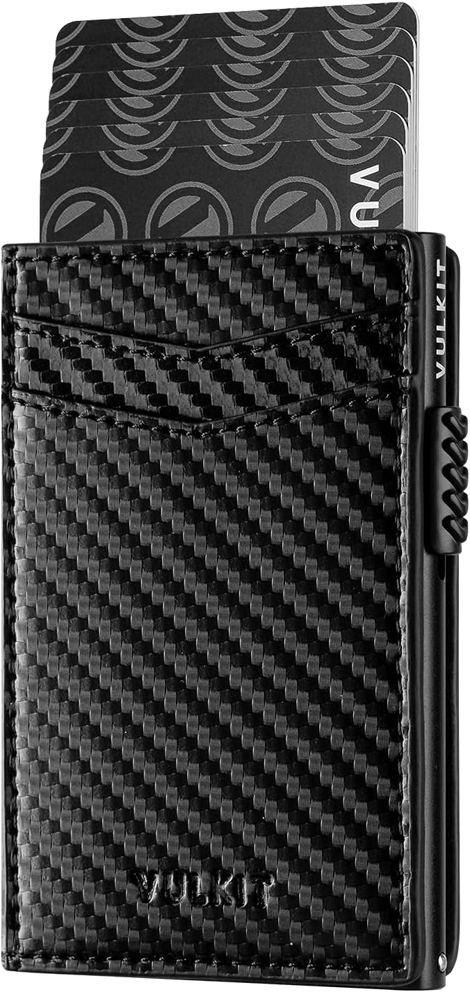 Men's Slim Wallet Pop Up Card Holder RFID Blocking Metal Wallet Minimalist Design Holds Up to 11 Cards
