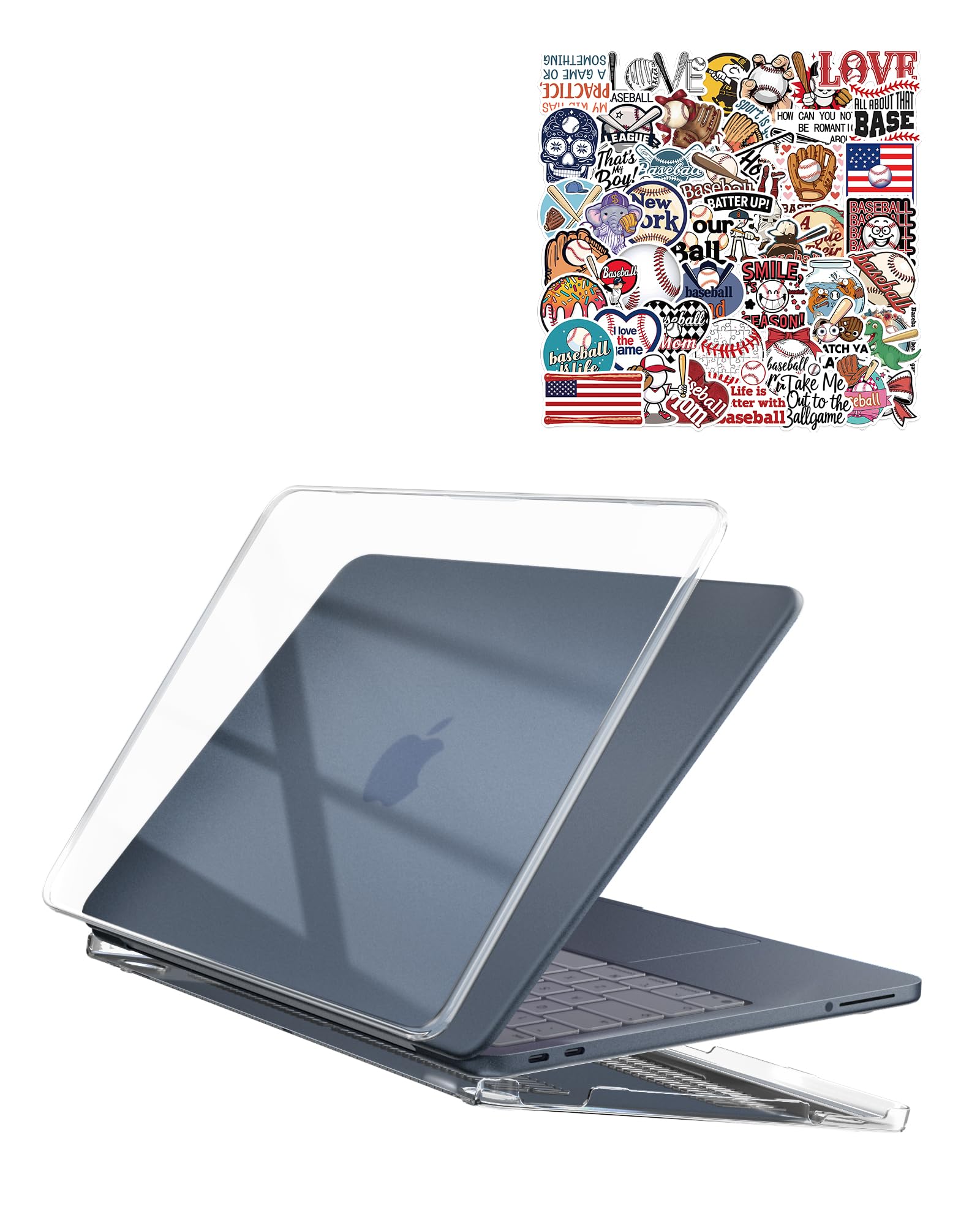 ProCase Hülle für 13" MacBook Neo 2026 mit A18 Pro Chip A3404, Ultradünne Schutzhülle für MacBook Neo 13 Zoll Case Cover mit 50 Aufklebern, Kristallklar und Pink