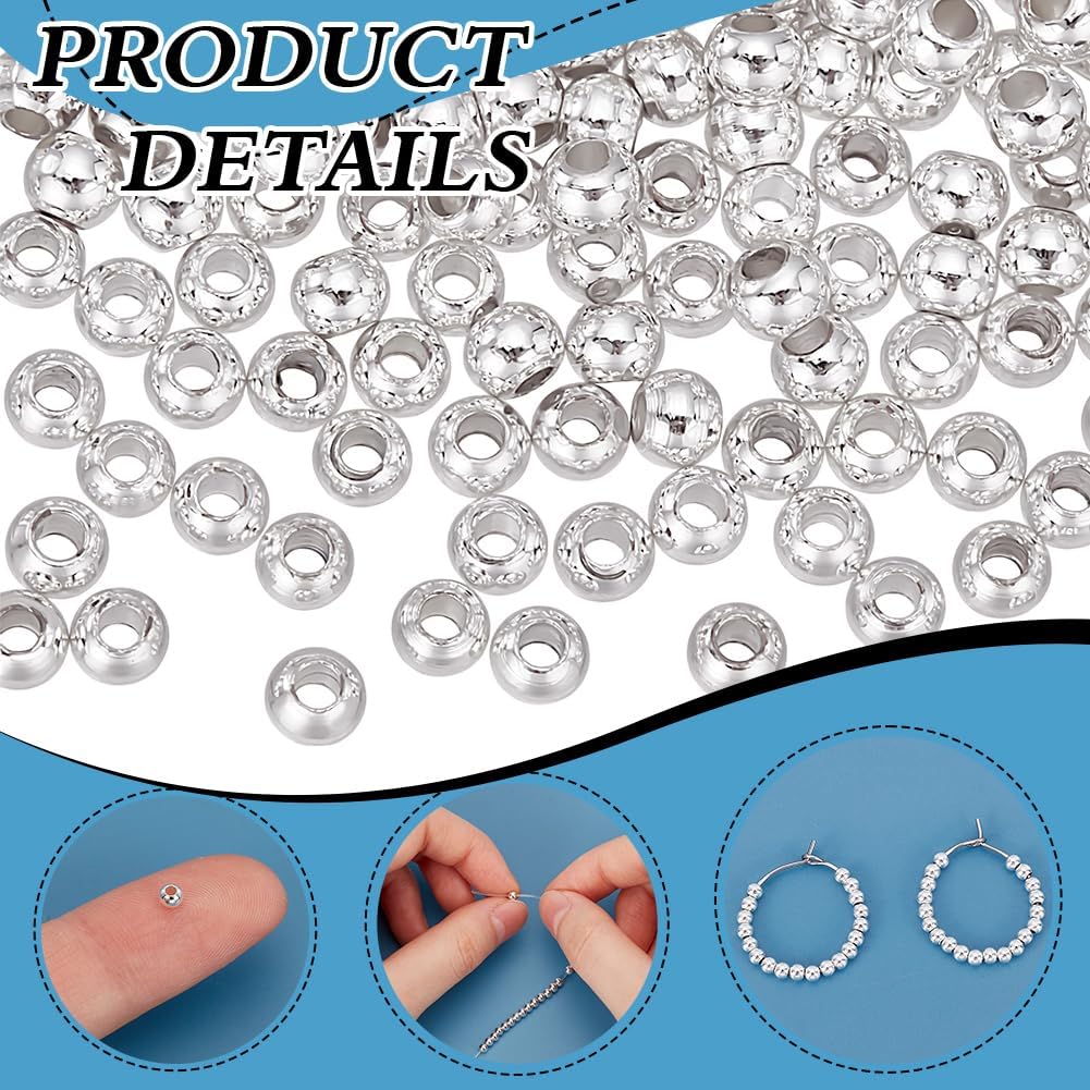 PH PandaHall 300PCS 3mm Spacer Beads Smooth Round Beads Jewelry Silver Beads Small Brass Spacers Beads Loose Beads Metal Ball Beads Bead Spacers for DIY Layered Necklace Bracelet Jewelry Making - Image 4