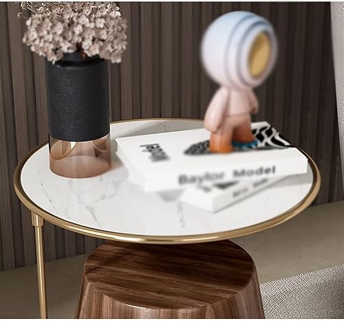 Miniatura 2 de ARZARF Mesa auxiliar moderna redonda de 2 niveles para almacenamiento oficina sala de estar mesa de café estante de acero inoxidable mesa de té