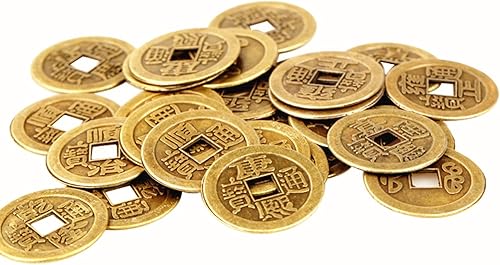 Miniatura 2 de RayLineDo Paquete de 50 monedas chinas de la dinastía Qing Lucky Feng Shui de la suerte de la fortuna y el éxito de imitación de metal antiguo,