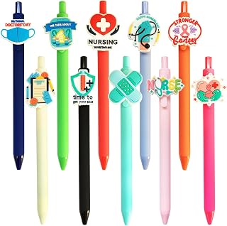 10Pcs Cute Medical Pens in Black Funny Nursing Accessories for Nurses Healthcare Workers Medical Assistant Students Cna Rn Essentials Supplies Nurse Week Appreciation Gifts Bulk