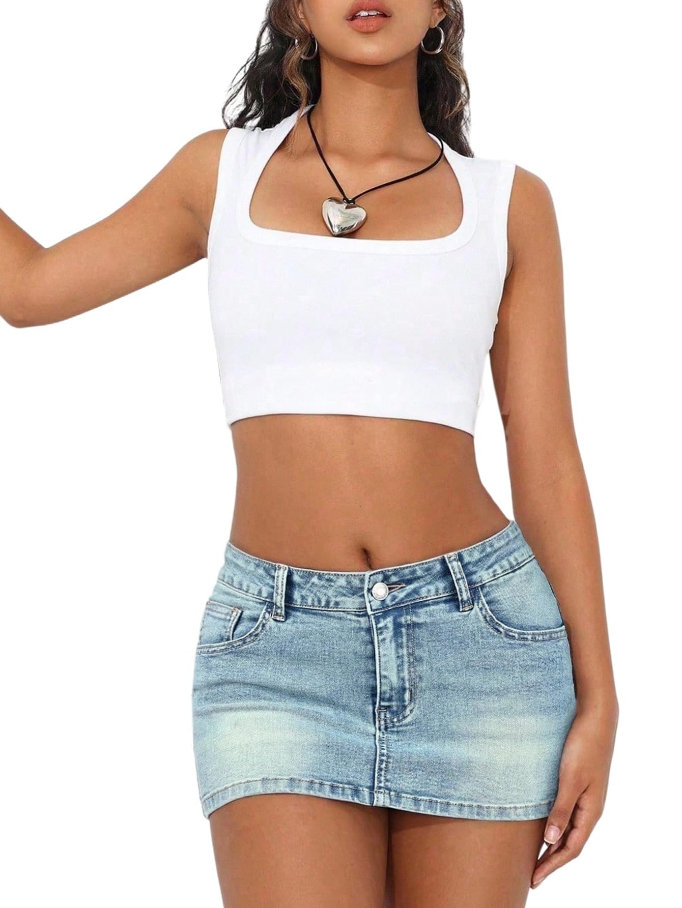 SOLY HUX Jupe en jean pour femme - Y2k - Moulante - Mini jupe avec poches - Jupe en jean - Taille basse - Jupe de fête - Jupe courte en jean - Tenues d'été
