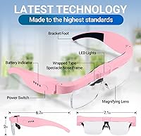 Vista 2 de YOCTOSUN Magnifying Glasses with Light, Rechargeable Magnifying Headset with 5 Detachable Lenses 0.75X-4.0X and 3 LED Lights, Hands Free Headband
