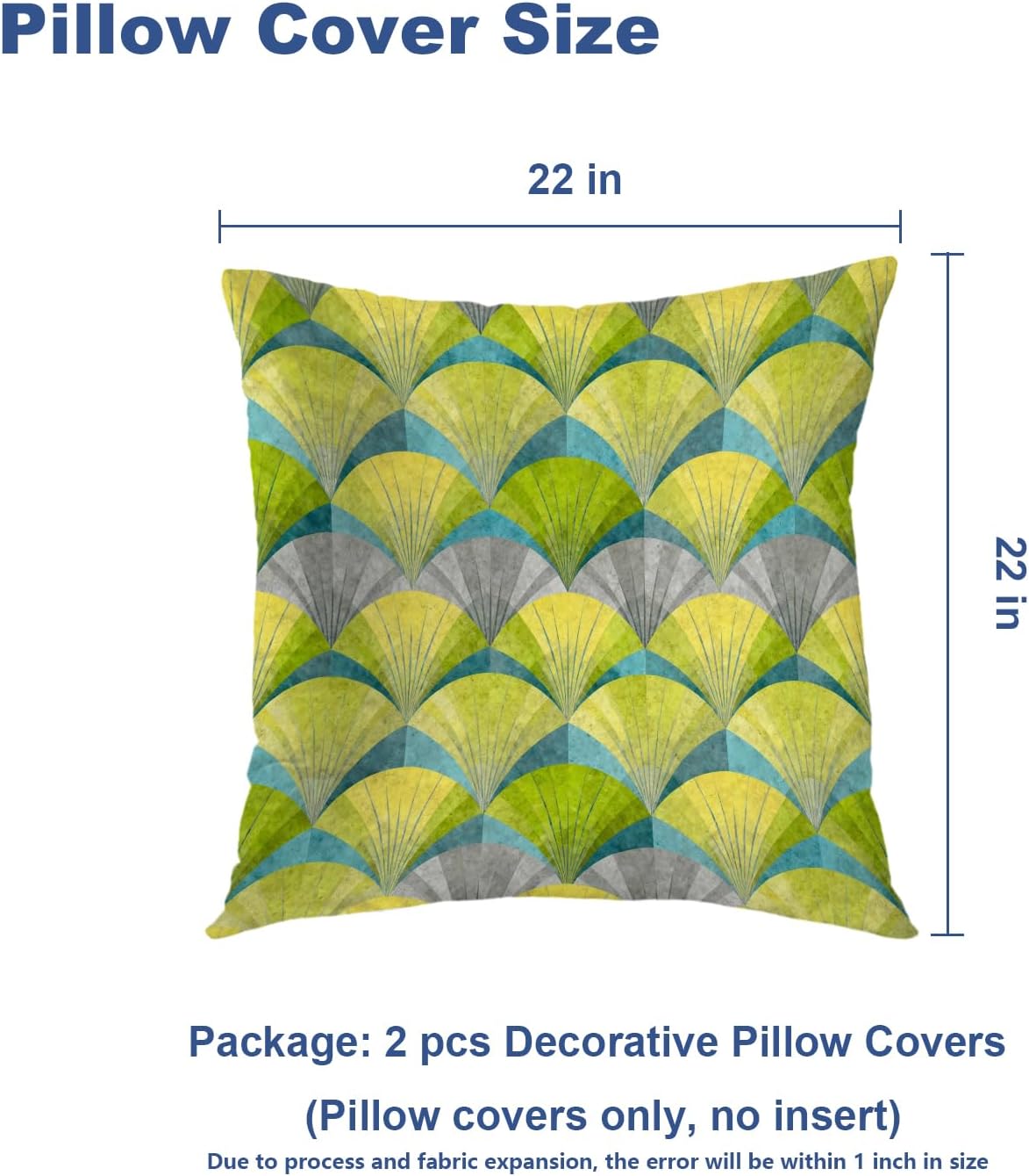 Batmerry Modern Geometric Decorative Pillow Covers, 22 x 22 Inch Geometric Pattern Modern in Turquoise Double Sided Throw Pillow Covers Sofa Cushion Cover Square 22 Inches(Set of 2)