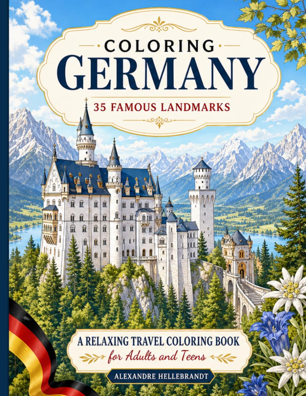 Coloring Germany: 35 Famous Landmarks (Coloring Europe Landmarks)