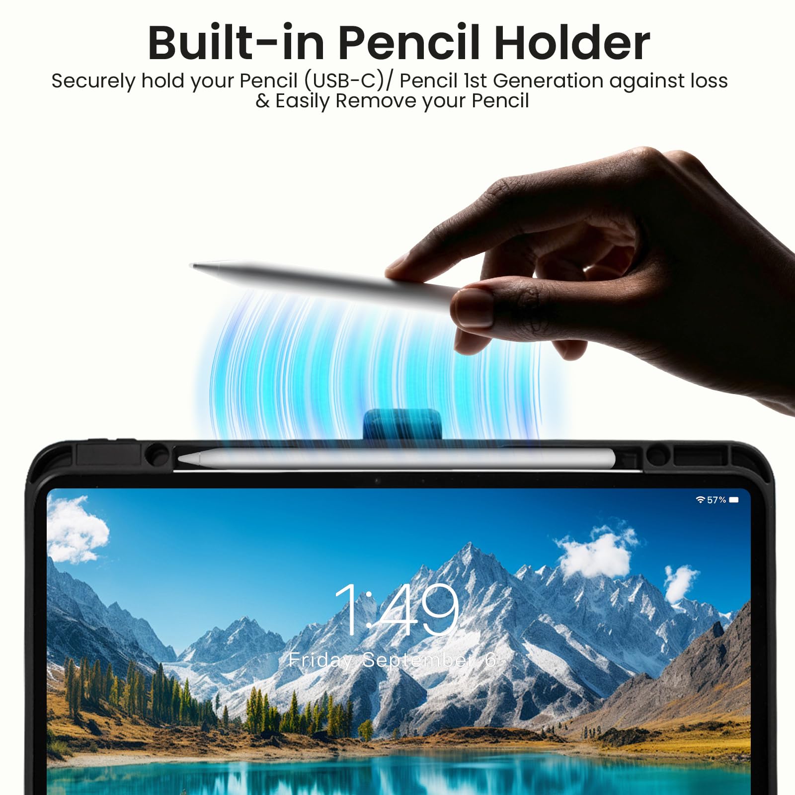 Cover per iPad (A16) 11 Generazione 11 Pollici 2025 A3354 A3355, Custodia iPad 10 Generazione 10,9" A2696 A2757 con Portapenna Tasca Cinghie Pelle PU Multi Angolo Supporto,Azzurro Chiaro