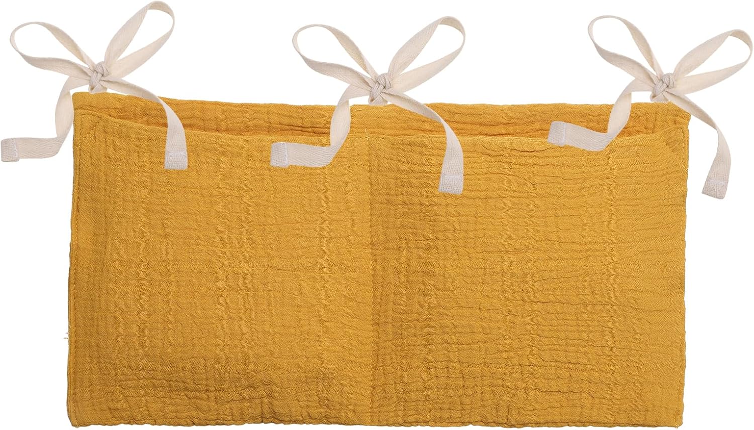 PATIKIL Bedside Hanging Bags, Cotton Milk Bottle Bib-Storage Bag 2 Pockets Nursery Organizer for Bed, Yellow